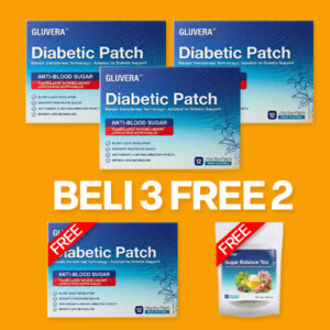 PROMO 48 JAM ( 3 KOTAK GLUVERA DIABETIC PATCH + FREE 1 KOTAK GLUVERA DIABETIC PATCH +FREE 1 GLUVERA TEA)